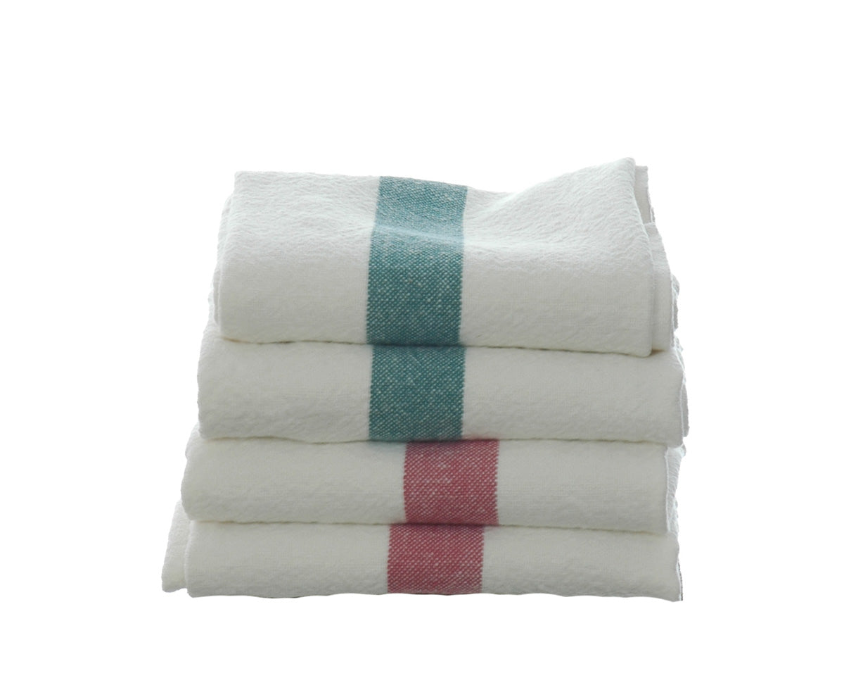 Pure linen tea towels with stripe detail