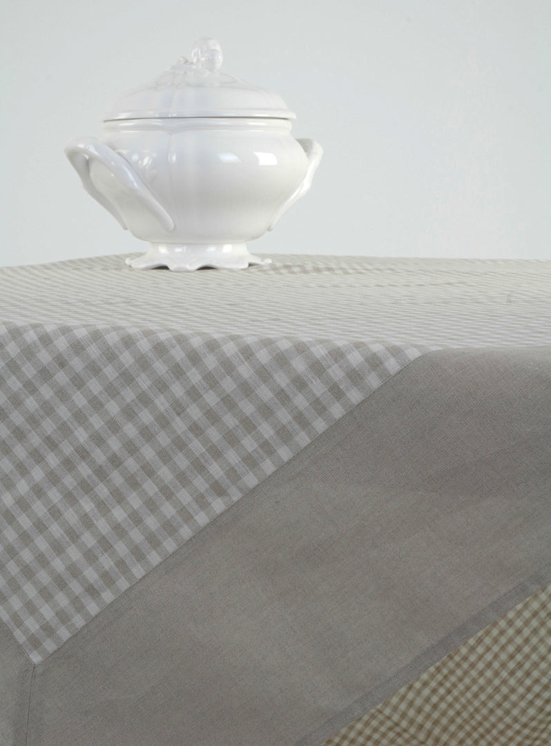 Linen Checked Tablecloth 300x180cm
