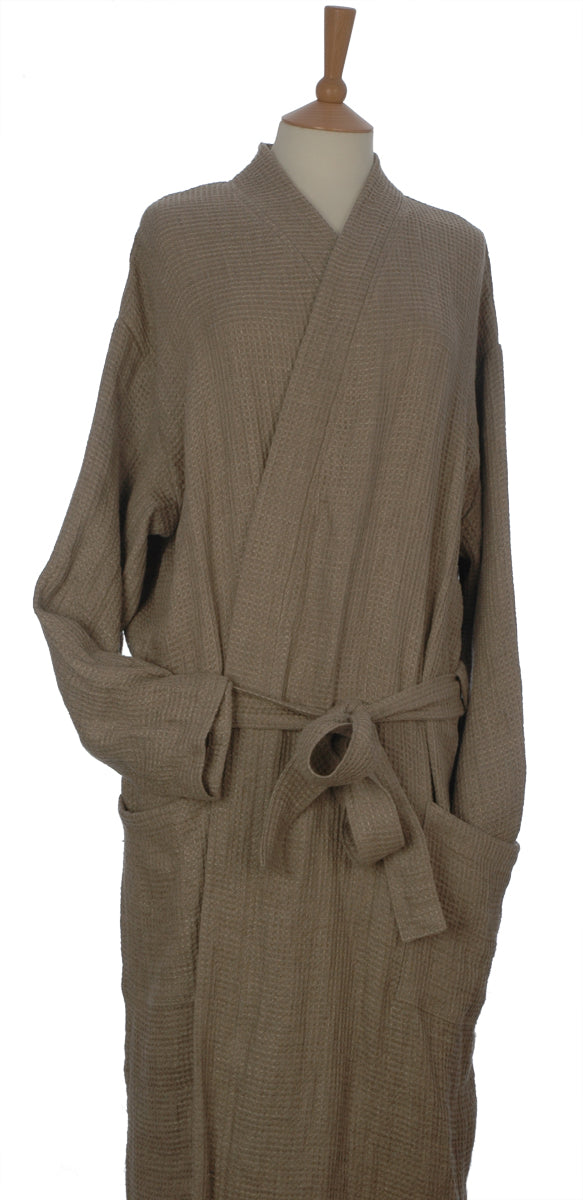 Quality Linen Waffle Bath Robe with 2 Pockets and Belt