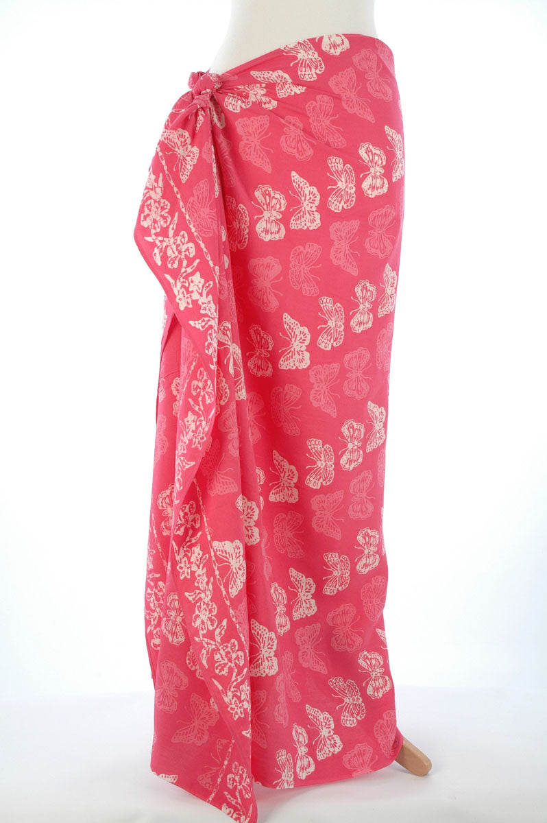 Pink Butterfly Hand Made batik sarong and wrap by Your Sarong 