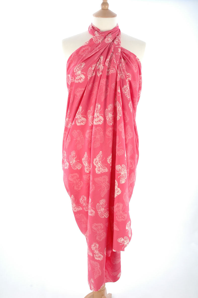 Pink Bali Butterfly Batik Sarong  178x110cm