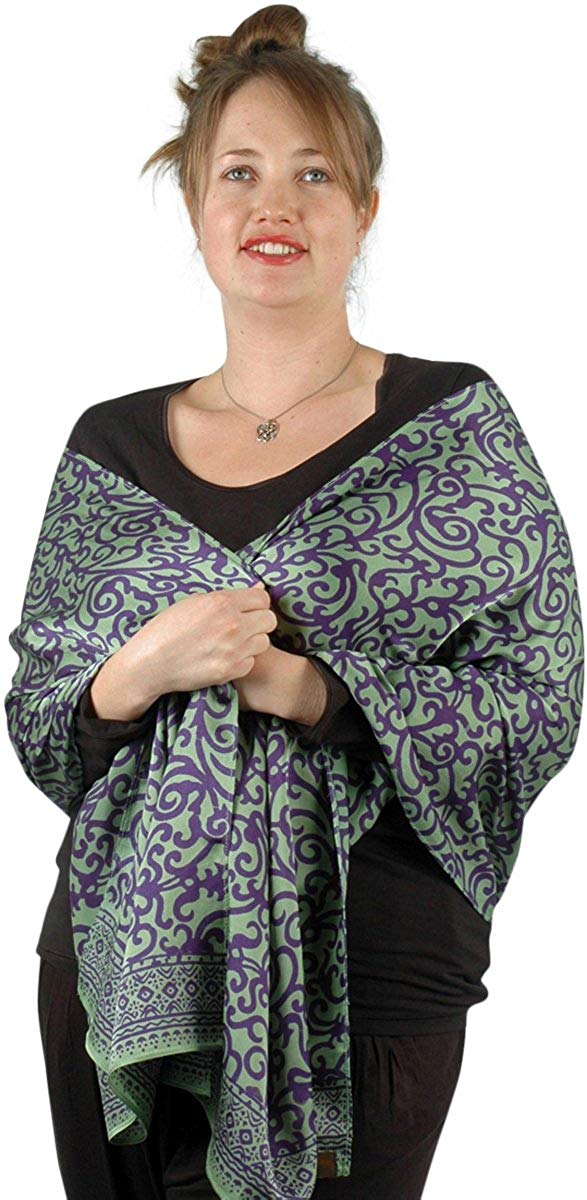 Purple Peppermint Java Batik Short Silk Sarong/Scarf 180x50cm