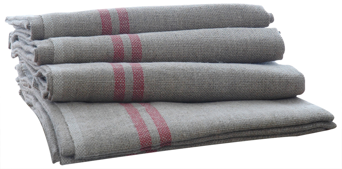 Large Pure French Linen Tea Towels with Stripe Detail 72x50cm