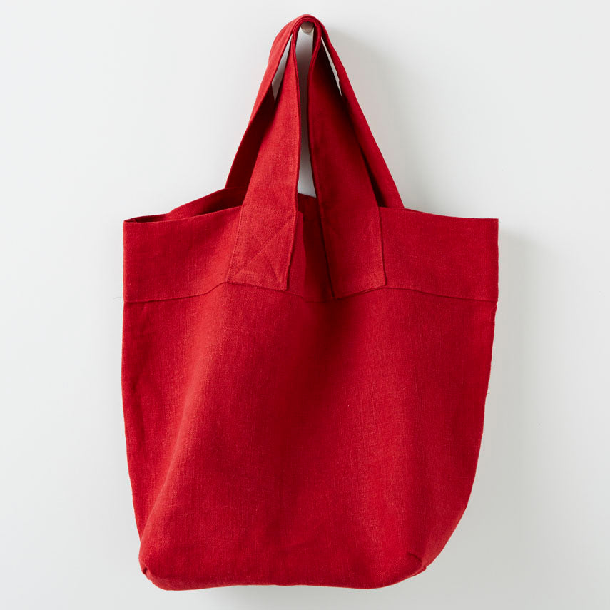 Extra Strong Travel Shoulder Bags in Heavy Weight Linen in red