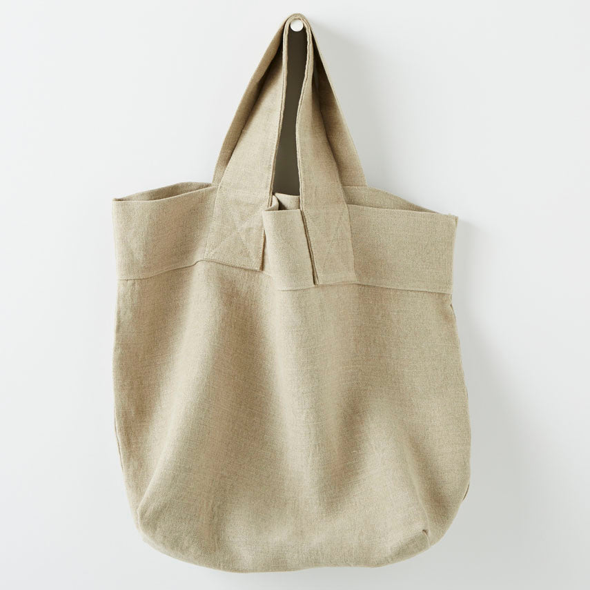 Strong pure linen travel bag in natural