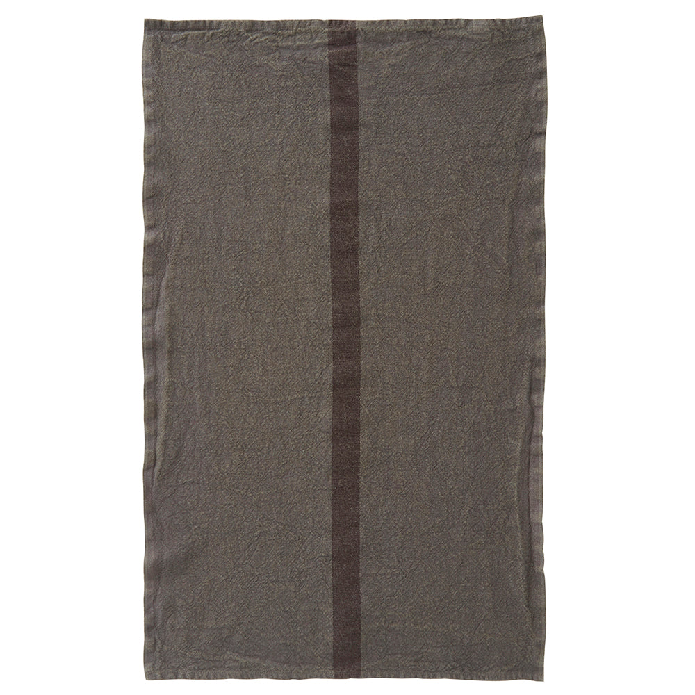Deep brown linen tea towel