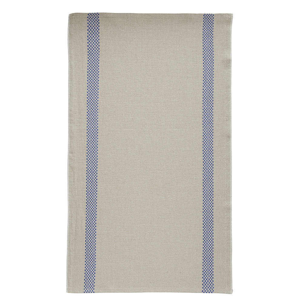 Heavyweight Linen Tea Towel with Checked Stripe Detail 75x44cm