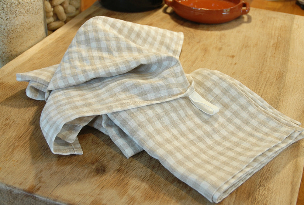 100% pure linen gingham tea towel