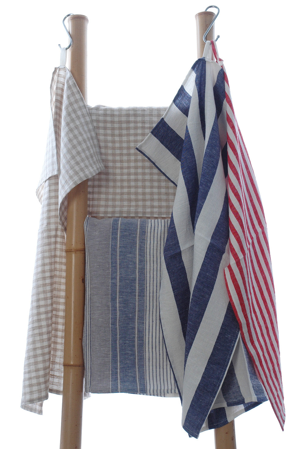 large Pure Linen Tea Towels in Red and White Stripe 75x50cm