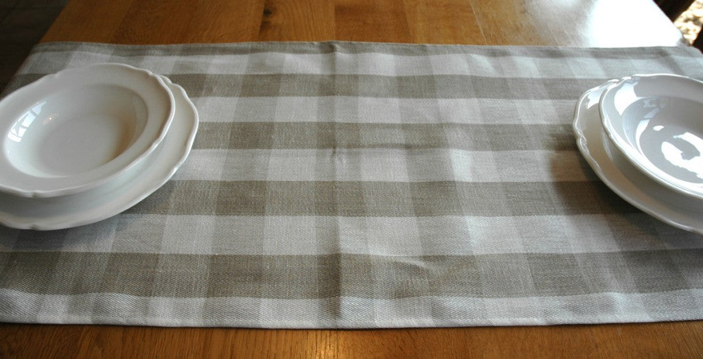 Natural Pure Linen Table Runner in Plain-Checked or Striped 50x150cm
