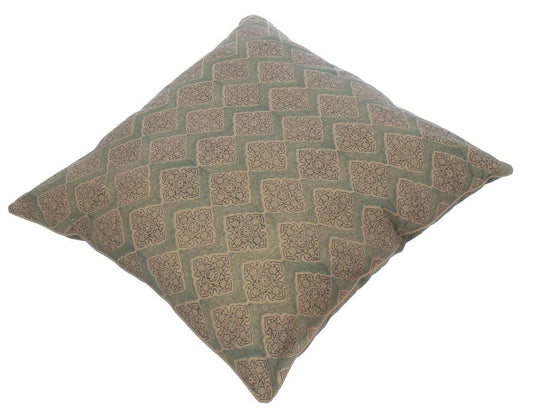 Potager Collection Cotton Cushion in  Sea Green Maze 60x60 Hand Block Printed