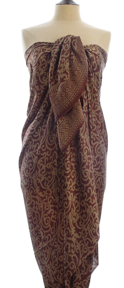 Chocolate gold Hand Made silk batik sarong and wrap by Your Sarong 