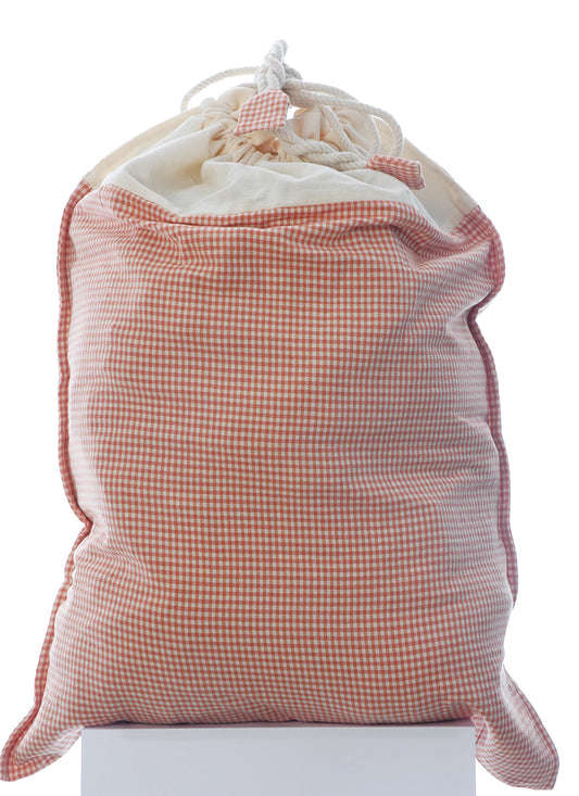 Large Pure Cotton Laundry Bag in Cinnamon Check