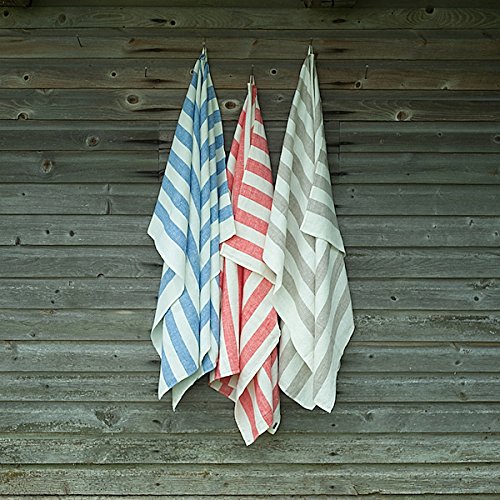 Striped Pure Linen Large Towel with Hanging Loop 130x60cm