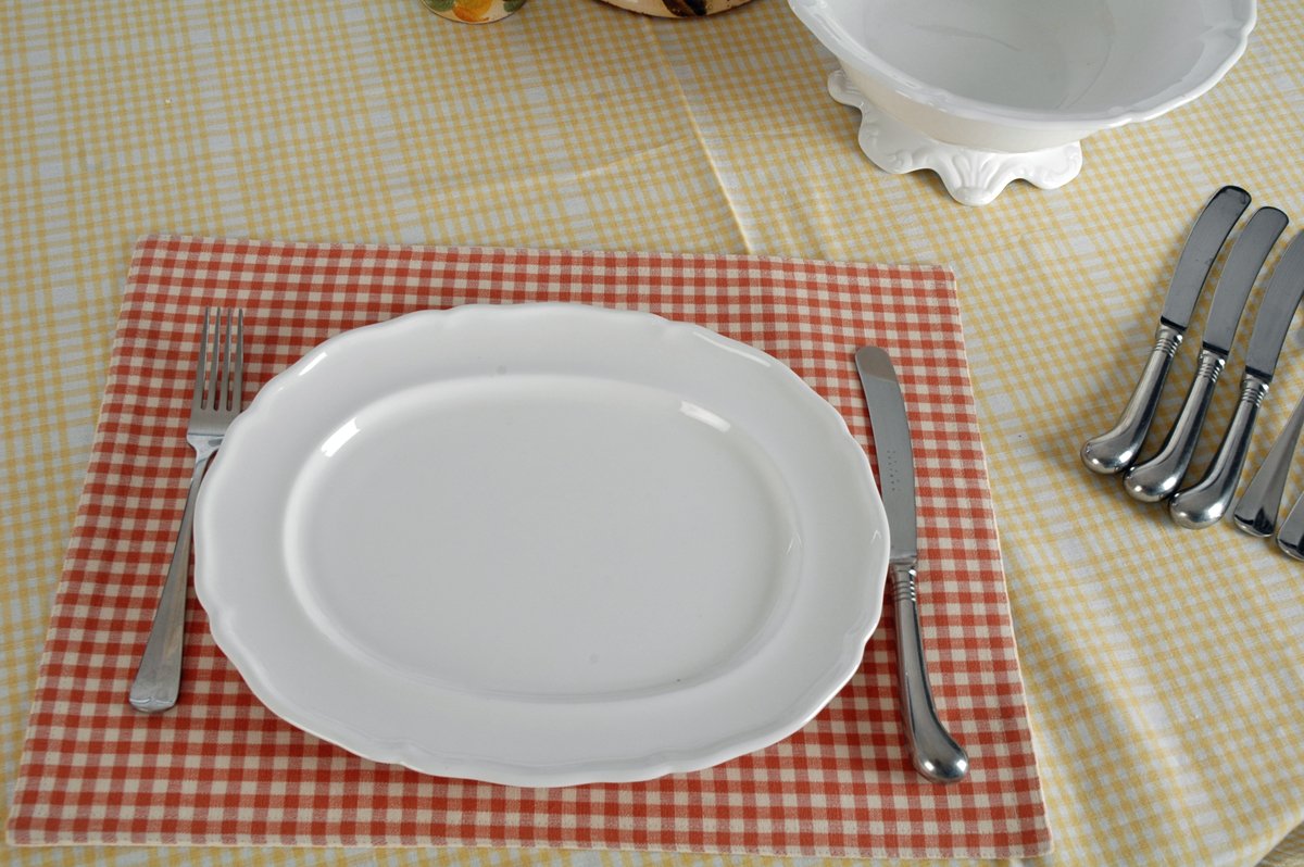 4 Durable Cotton Placemats in Cinnamon Check