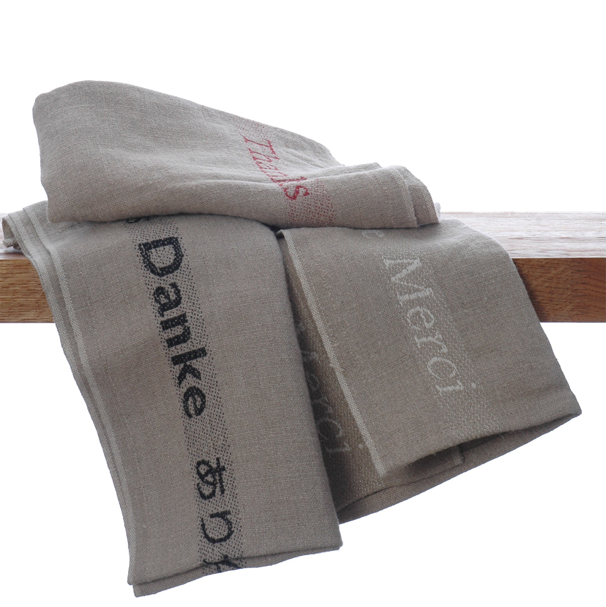 Pure Linen Tea Towel With Thanks From Around the World Detailing