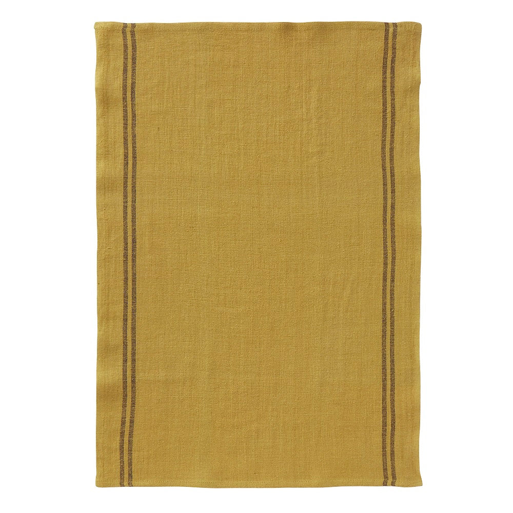 Linen tea towel in vintage gold