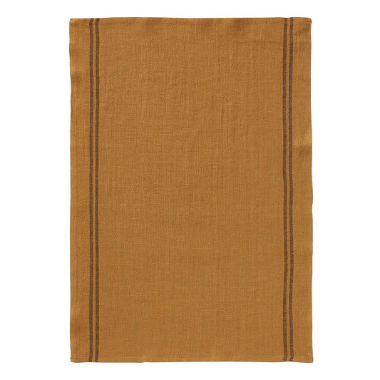 Linen tea towel in vintage ochre