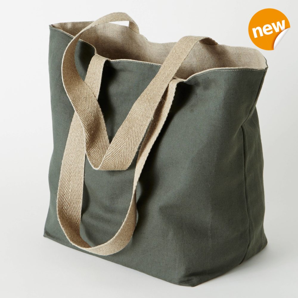 pure linen shopping bag in vintage green