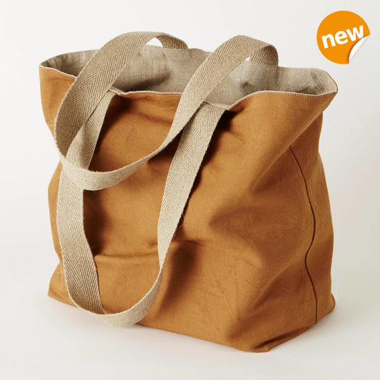 Vintage wood linen shopping bag