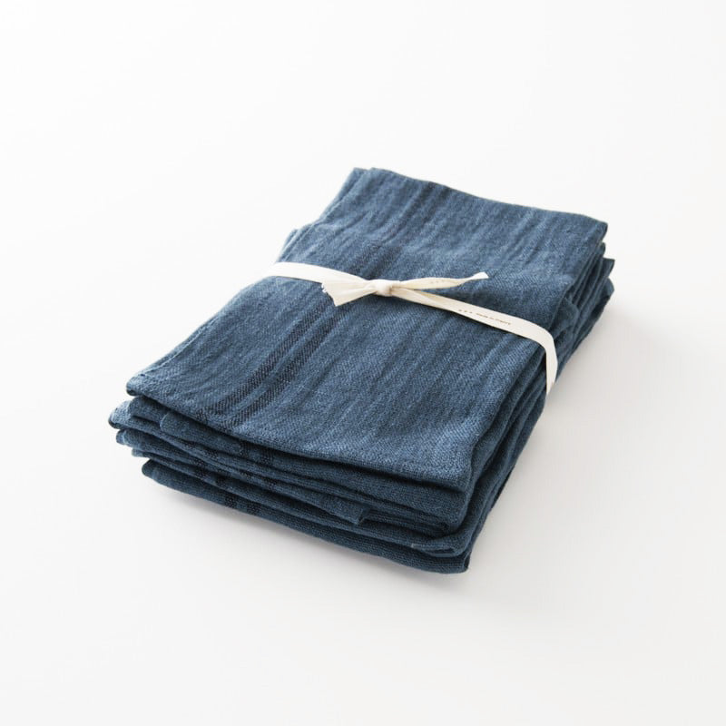 Pure linen vintage blue pre-washed tea towel